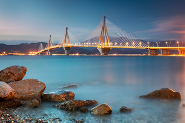 Night view of Modern Bridge at the night time with lights
