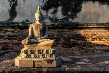 Buddha Statues of Wat Yai Chaimongkol Historical landmark Thai Buddhist Temple of Phra Nakhon Si Ayutthaya