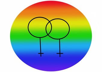 Symbol womans in doodle style - Life, Gets, Better, Together. Hand written pride, love. Gay parade slogan. LGBT rights symbol. Isolated.