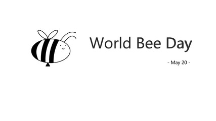 Beer day banner. World Bee Day.  Doodle style bee
