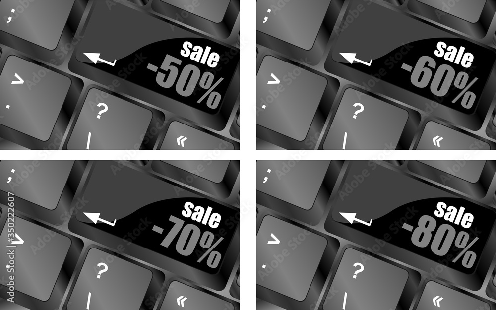 Poster commercial price with percentage reduction concept on computer keyboard keys