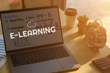 E-learning Education Internet Technology Network Concept. New Normal in The Future After Covid-19 Because of Global Pandemic Situation.