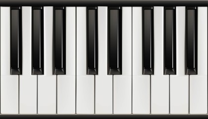 3d realistic vector piano with keyboard black and white.