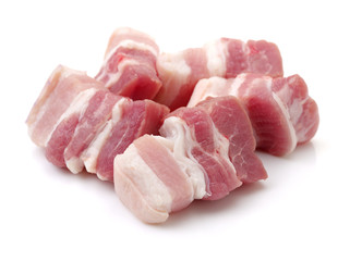 Pork belly on white background