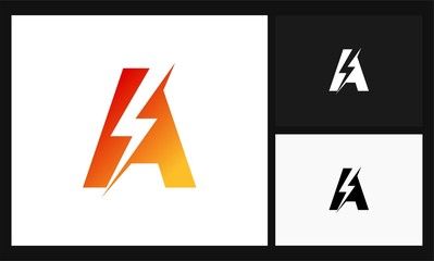 letter A lightning concept design electrical logo