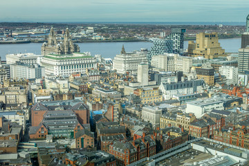 Aerial view of Liverpool, England, UK