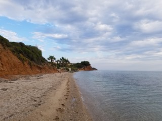 Landscape of sea shore at summertime, Greece