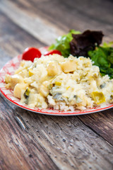 Scallops with melted leeks and basmati rice