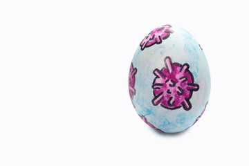 Colorful painted virus Easter egg in isolated background
