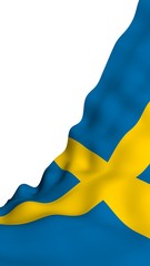 The flag of Sweden. Official state symbol of the Kingdom of Sweden. A blue field with a yellow Scandinavian cross that extends to the edges of the flag. 3d illustration