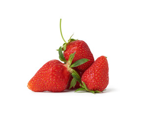 whole ripe red strawberries isolated on a white background