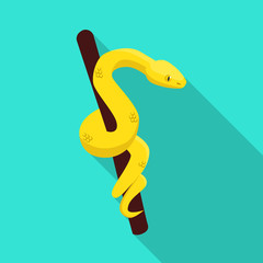 Vector illustration of snake and yellow symbol. Web element of snake and jungle vector icon for stock.