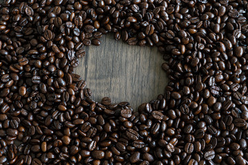 coffee beans use for background and space for text
