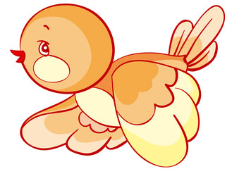 cute brown bird character that flies, isolated object on a white background, vector illustration,