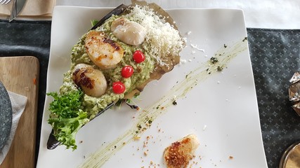 grilled scallops risotto