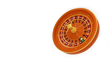 Casino Orange Roulette Wheel With Golden Line - 3D Illustration
