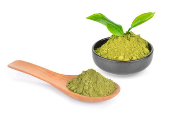 green tea leaf isolated on white background