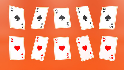 Casino Poker Cards With Spades And Hearts - 3D Illustration