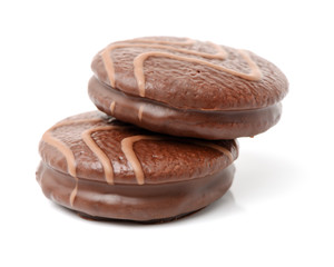 chocolate cake on white background 