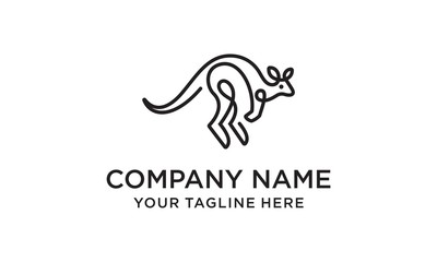kangaroo logo vector icon illustration line outline monoline