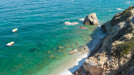 Beautiful aerial view of Sansone Beach, Elba Island