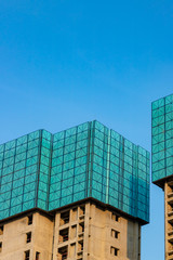 A high-rise building under construction.