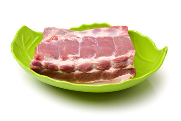 Pork belly on white background