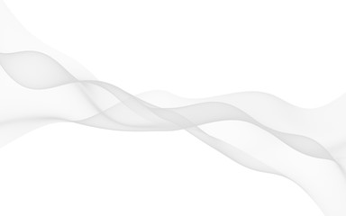 White abstract background. Fluttering white scarf. Waving on wind white fabric. 3D illustration