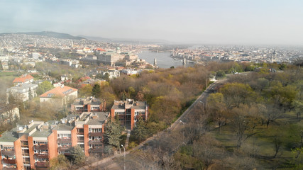 Aerial view of Budapest in spring season