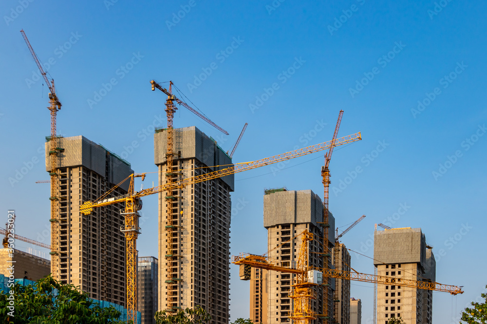 Sticker A high-rise building under construction.