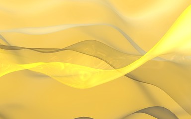 Abstract gold background. Beautiful backdrop with yellow waves. 3d illustration.