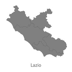 Vector illustration: administrative map of  Lazio with the borders of the provinces