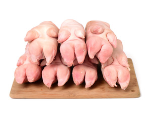 fresh pig trotter on white background 