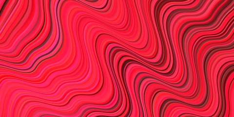 Light Red vector background with wry lines. Colorful geometric sample with gradient curves.  Pattern for booklets, leaflets.