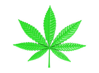 Cannabis Leaf Isolated on White Background. 3D Render