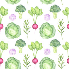 Cabbage and Radish Seamless Pattern