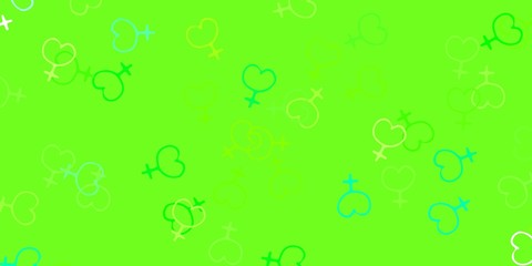 Light Green, Yellow vector background with woman symbols.