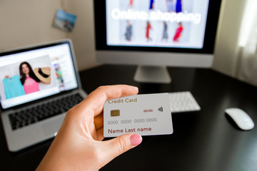 Online shopping. Buying clothes on the Internet. Advertising on YouTube. shopping.