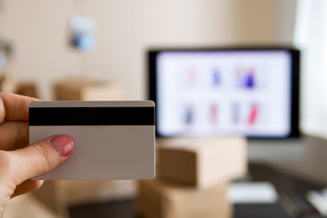 Online shopping. Buying clothes on the Internet. Advertising on YouTube. shopping.