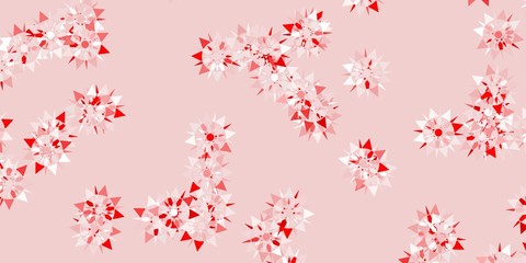 Light orange vector pattern with colored snowflakes.