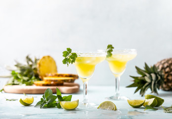 Pineapple coriander infused margarita with ingredients