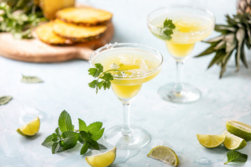 Pineapple coriander infused margarita with ingredients