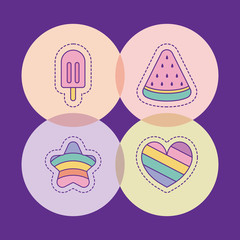 ice cream watermelon star and heart vector design