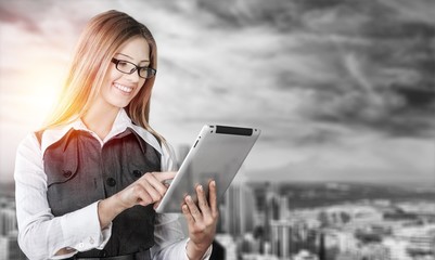 Fototapeta premium Business double exposure.