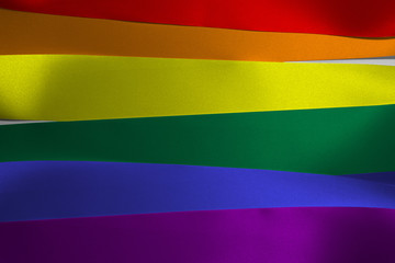 Colorful ribbon as Rainbow or LGBT+ flag, horizontal of six color.