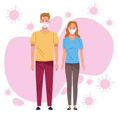 couple using face mask for corona virus