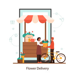 Flowers delivery online service concept. Professional florist