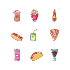 set of icons food on white background
