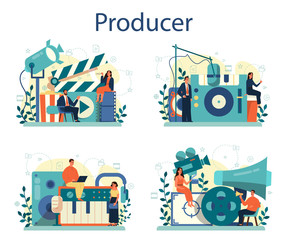 Naklejka premium Producer concept illustration set. Film and music production. Idea