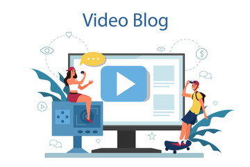 Video blog concept illustration. Share content in the internet.